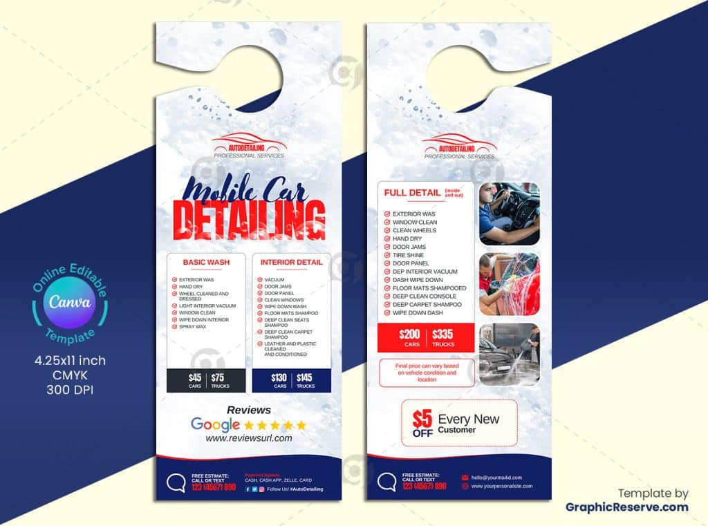 Car Detailing Door Hanger (Canva Template) Graphic Reserve