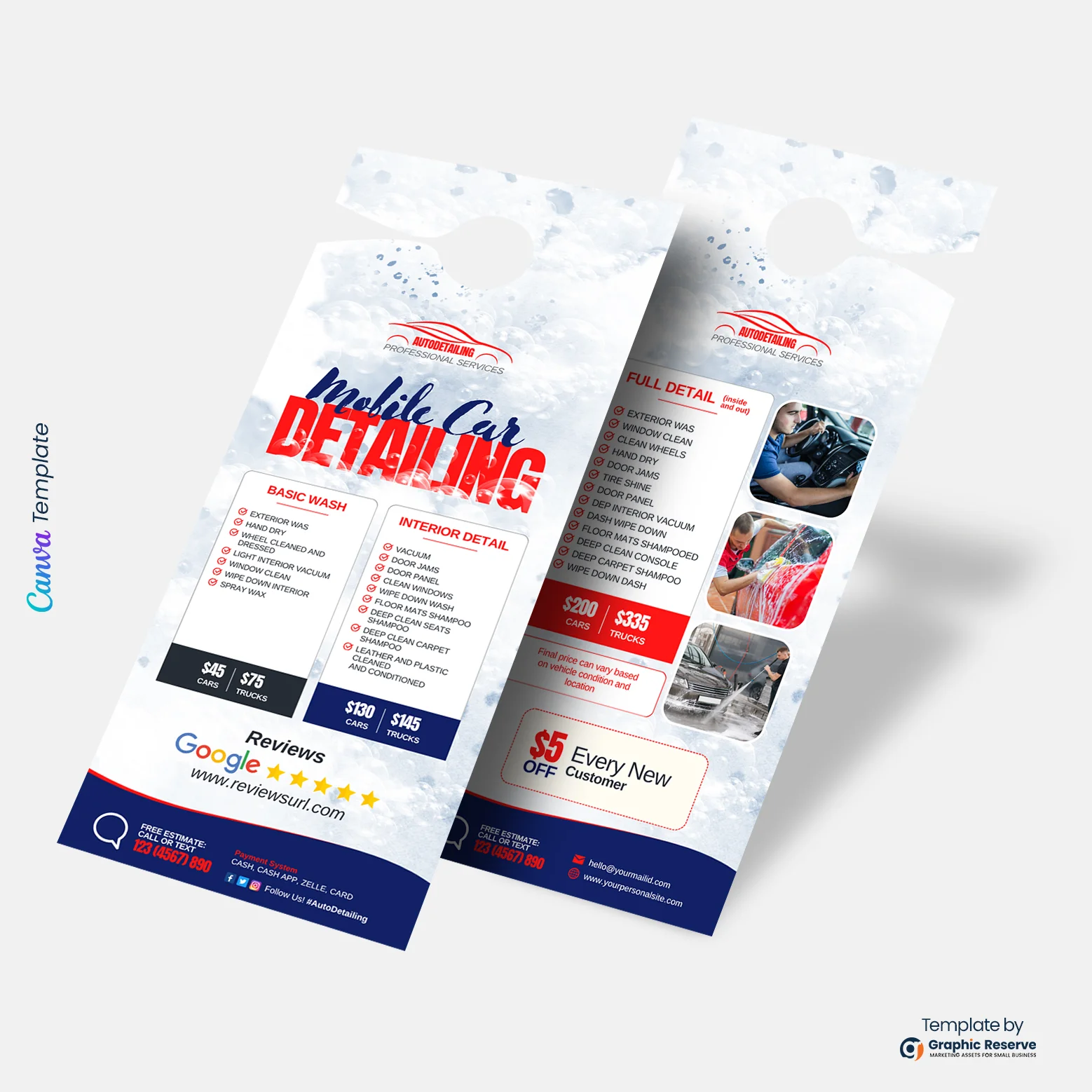Car Wash Door Hanger Template – Customizable in Canva