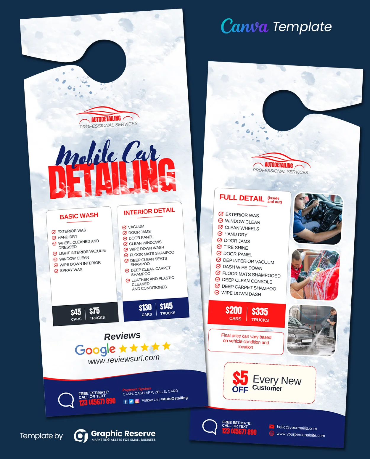 Car Detailing Door Hanger (Canva Template)