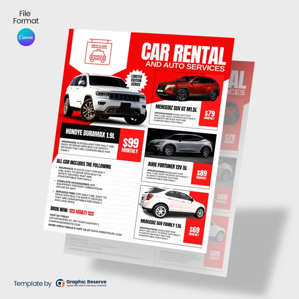 Car Rental Flyer Design (Canva Template)