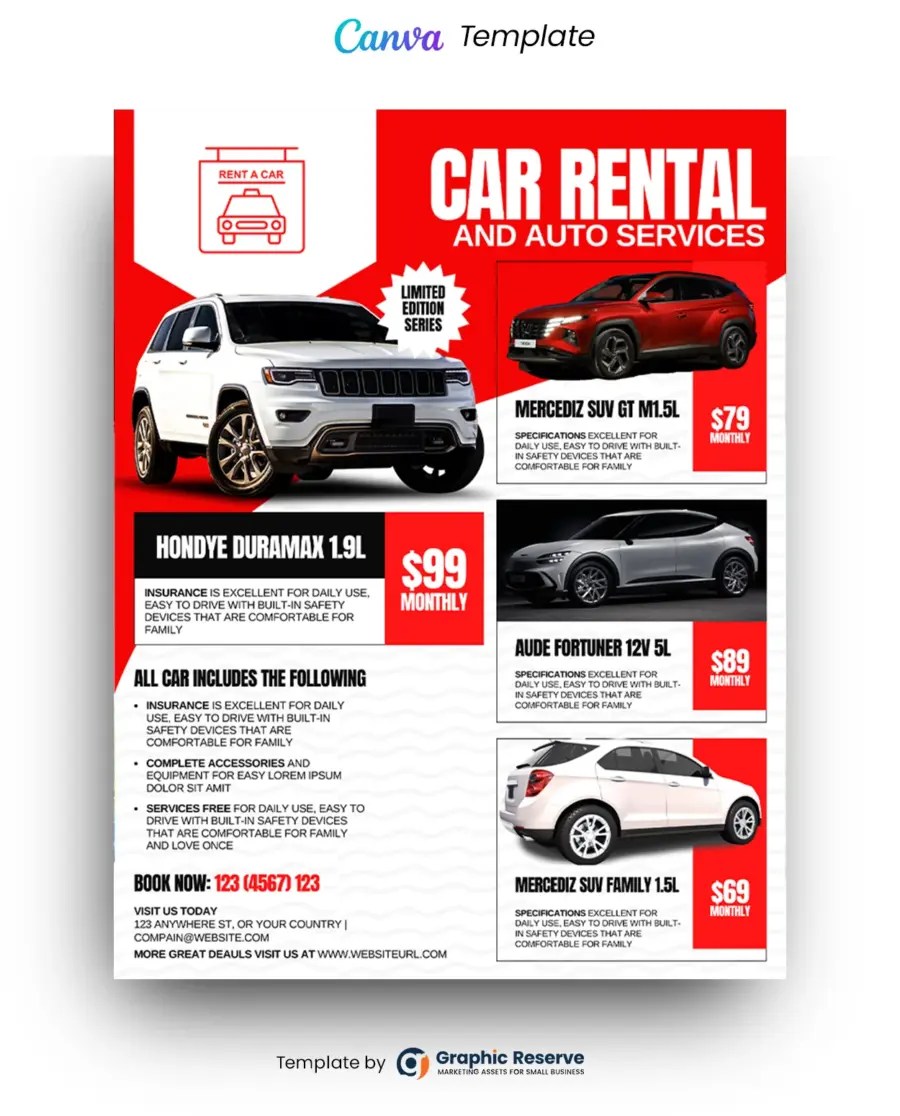 Car Rental Flyer Design (Canva Template)