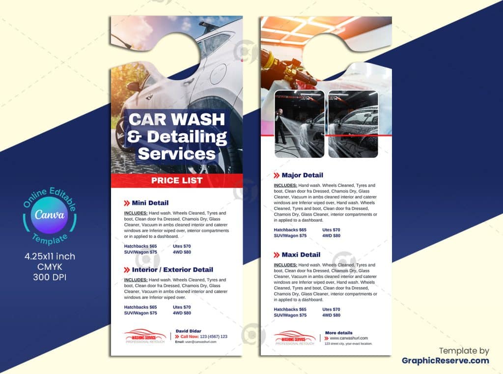 Car Wash Detailing Door Hanger