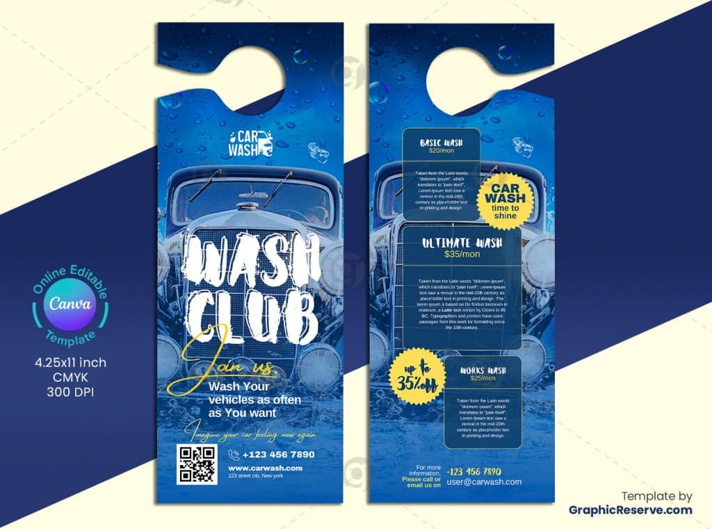Car Wash Door Hanger 1v