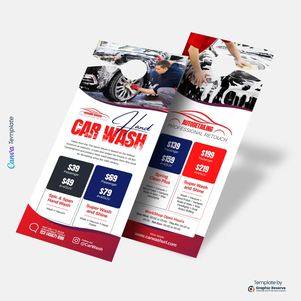 Car Wash Door Hanger Template – Editable Canva Design for Local Marketing