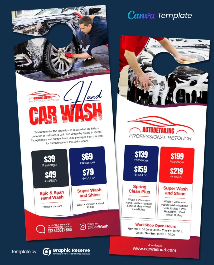 Car Wash Door Hanger Design (Canva Template)