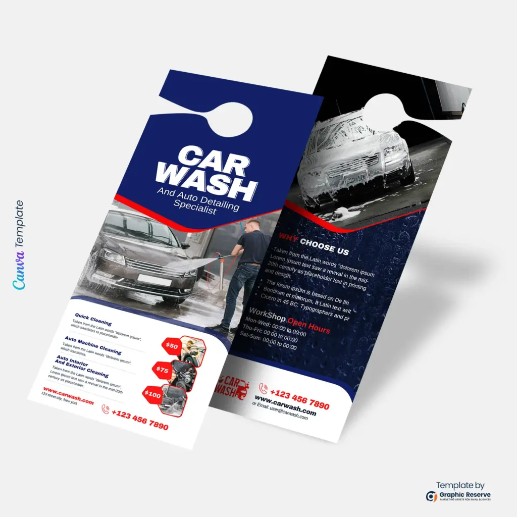 Car Wash Door Hanger Template – Customizable in Canva