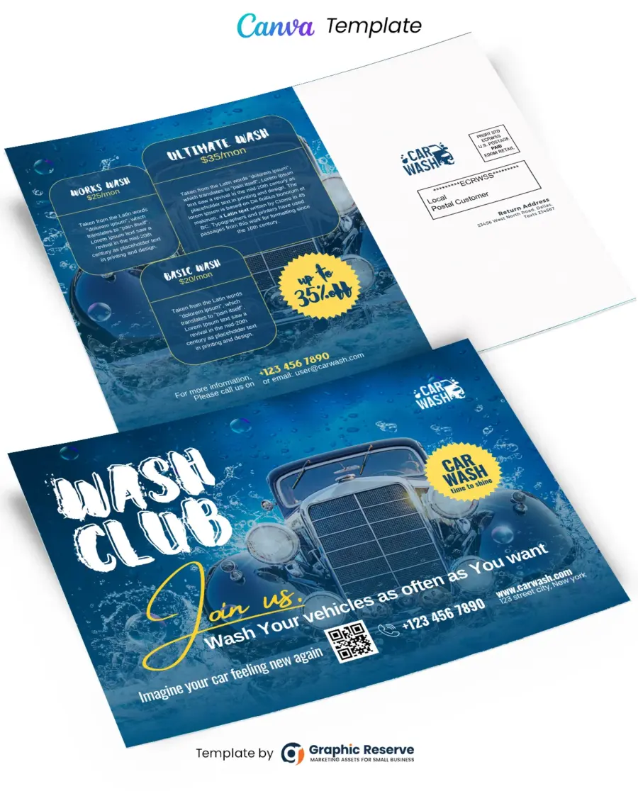 Car Wash EDDM Mailer Template – Fully Editable Canva Design