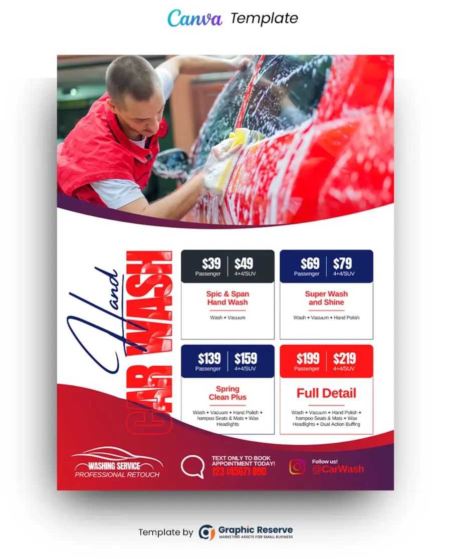 Car Wash Flyer Design (Canva file)