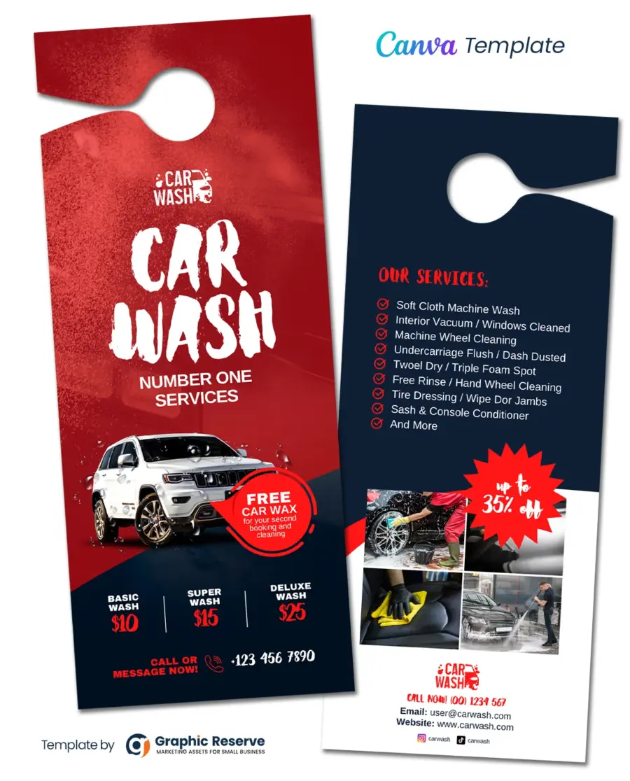 Car Wash Marketing Door Hanger Template - Easy-to-Edit Canva Design