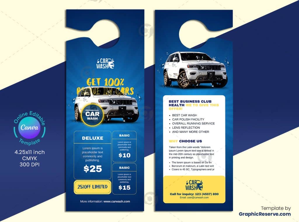 Car Wash Pricing Door Hanger 2v