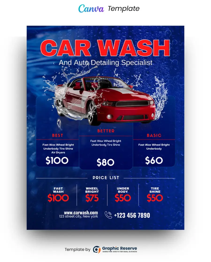 Car Wash Pricing Flyer (Canva file)