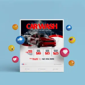 Car Wash Pricing Package Advertising Canva Template for Social Media