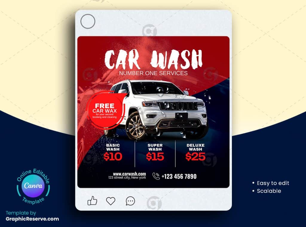 Car Wash Pricing Social Media Banner 2v