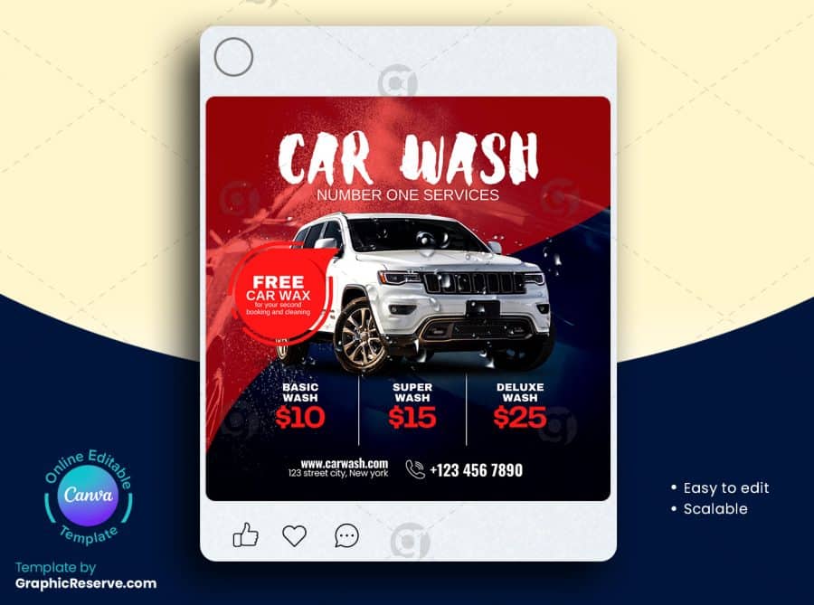 Car Wash Pricing Social Media Banner 2V