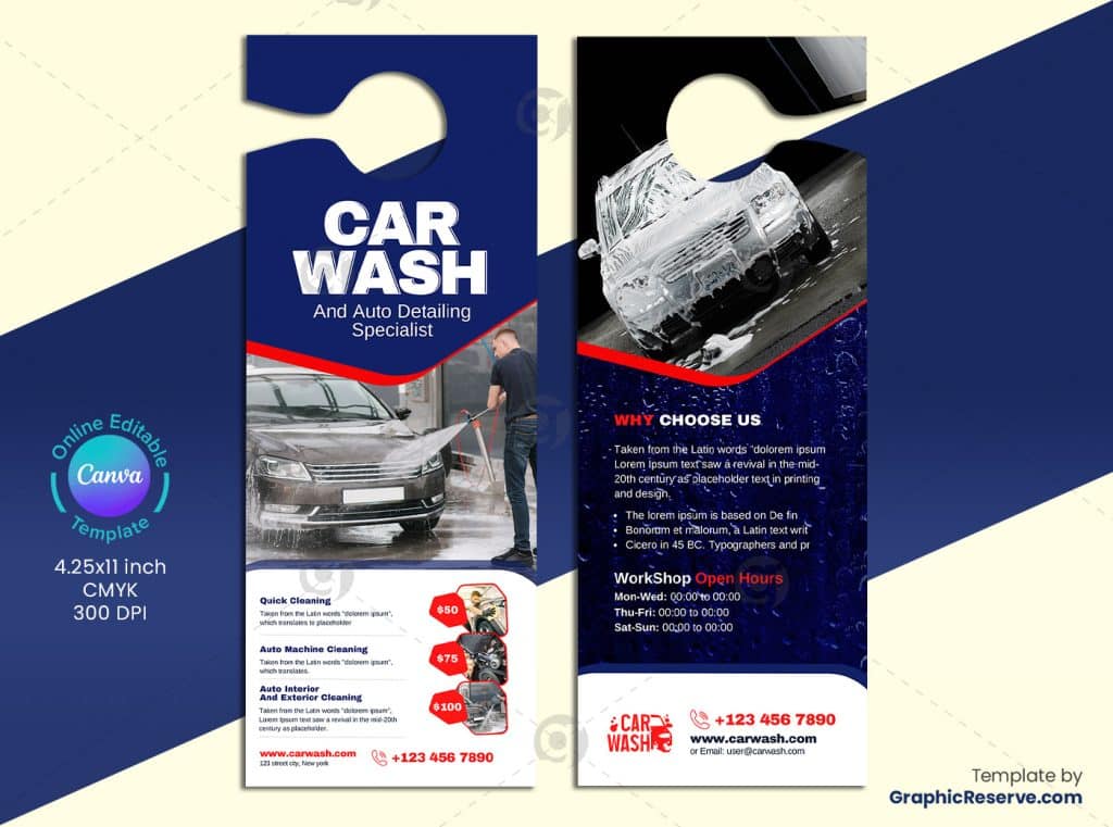 Car Wash Service Door Hanger 1v