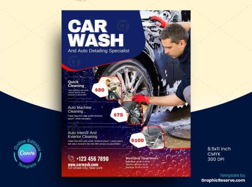 Car Wash Service Flyer with discount coupon