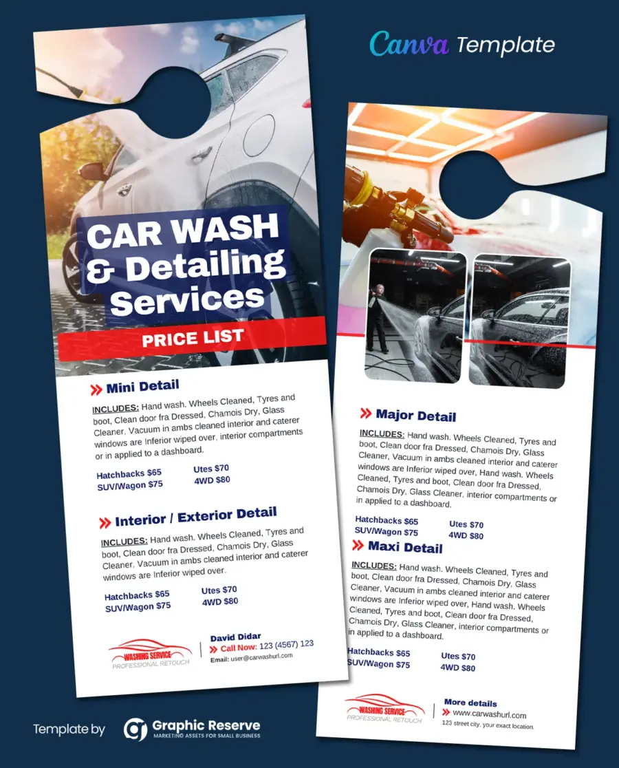 Car Wash & Detailing Door Hanger (Canva Template)