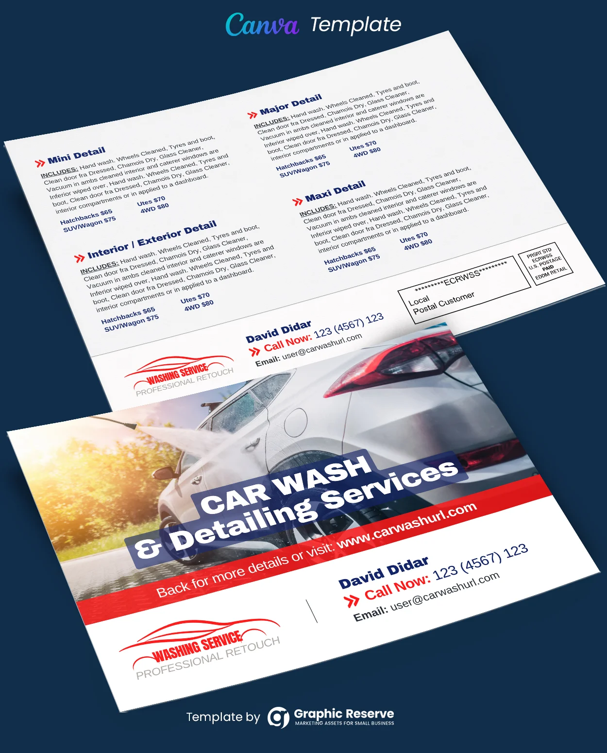 Car Wash & Detailing EDDM Postcard (Canva Template)