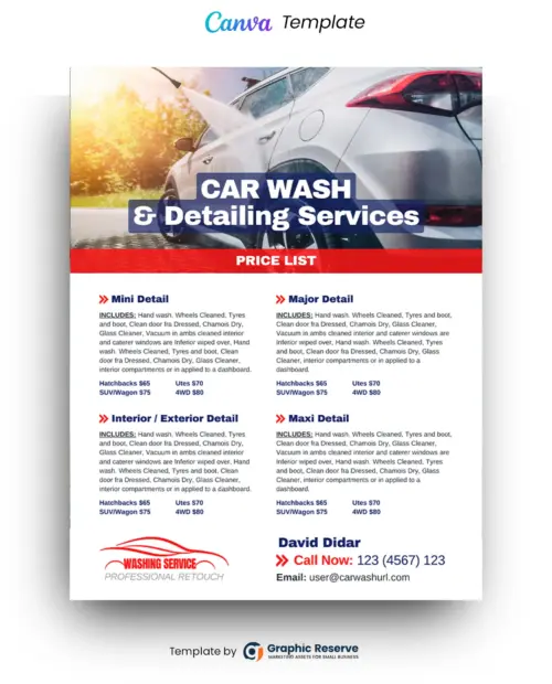 Car Wash & Detailing Flyer (Canva Template)