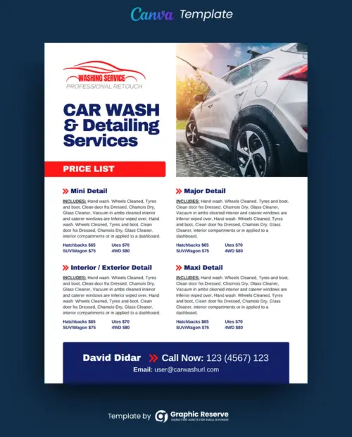 Car Wash & Detailing Flyer Design (Canva Template)