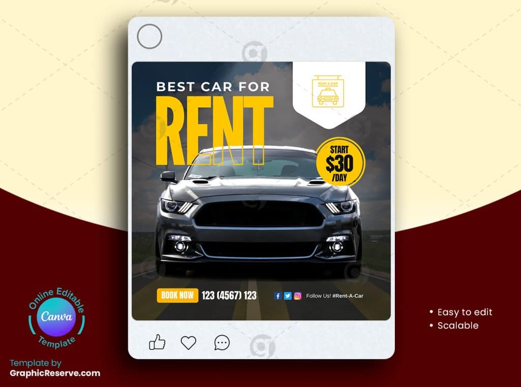 Care Rental Social Media Banner / Facebook Instagram Story Design ...