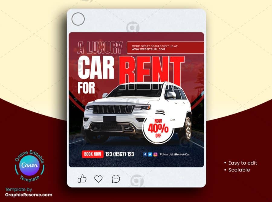 Car for Rent Social Media Banner