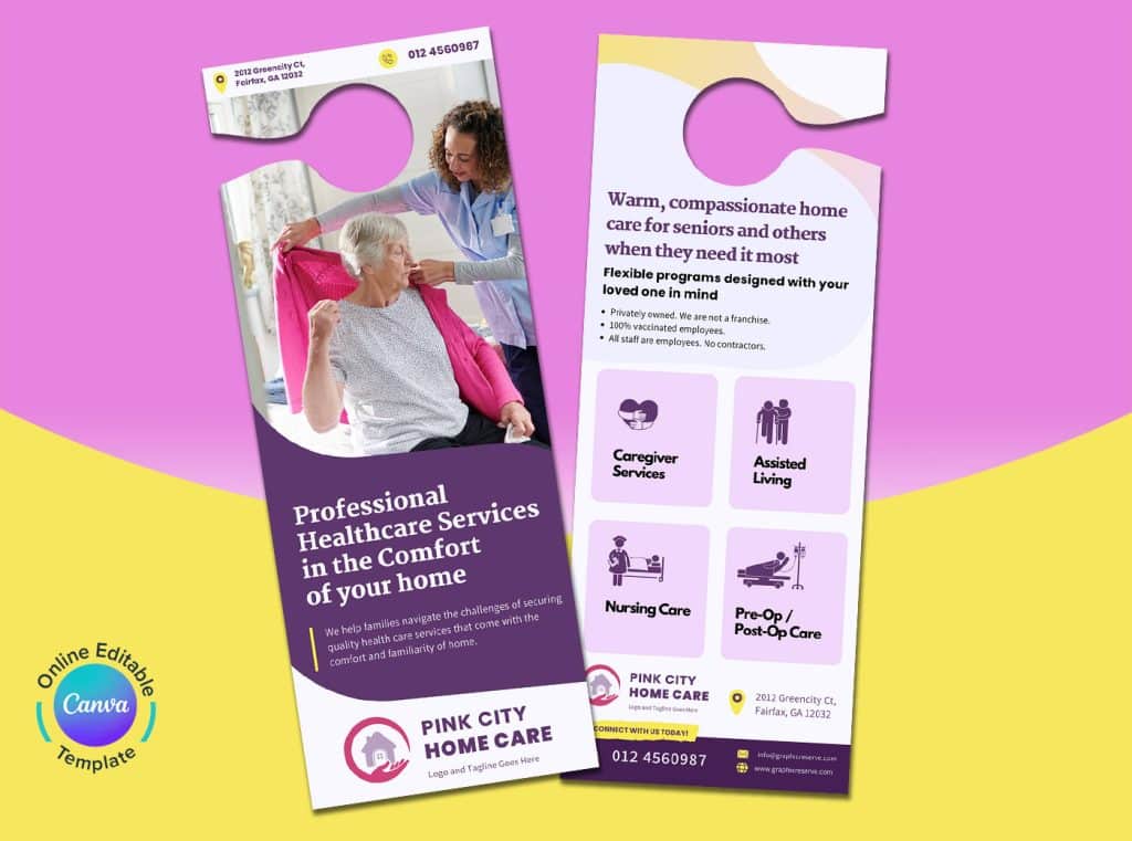 Elder Care Home car door hanger template