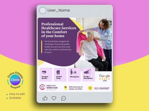 Home Care Caregvers Marketing Social Media Post Template