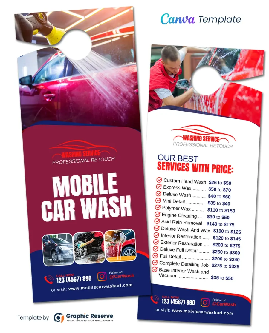 Mobile Car Wash Door Hanger (Canva Template)
