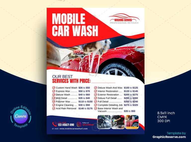 Mobile Car Wash Flyer (Canva Template) - Graphic Reserve