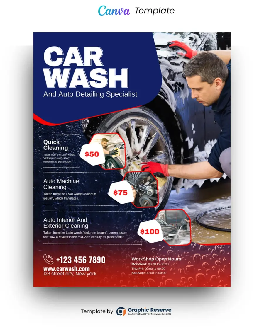 Professional Car Wash Flyer Template - Easy-to-Edit in Canva
