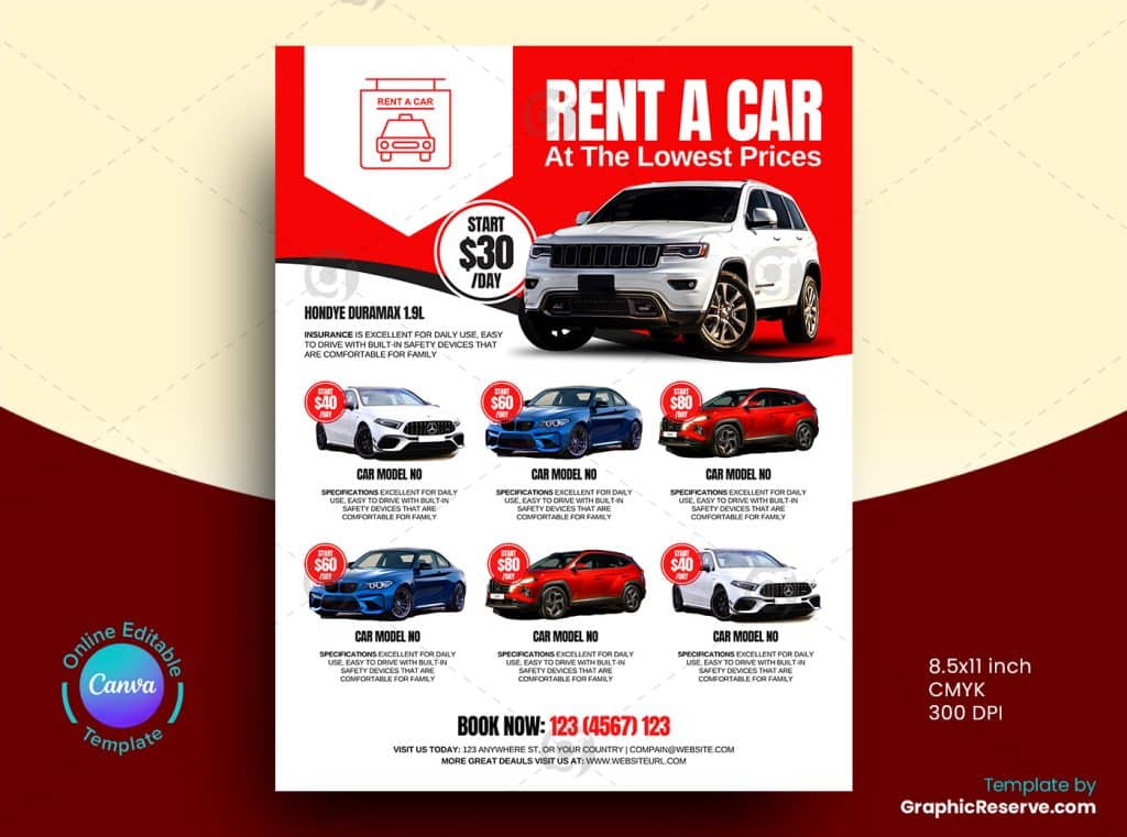Rent A Car Flyer Design