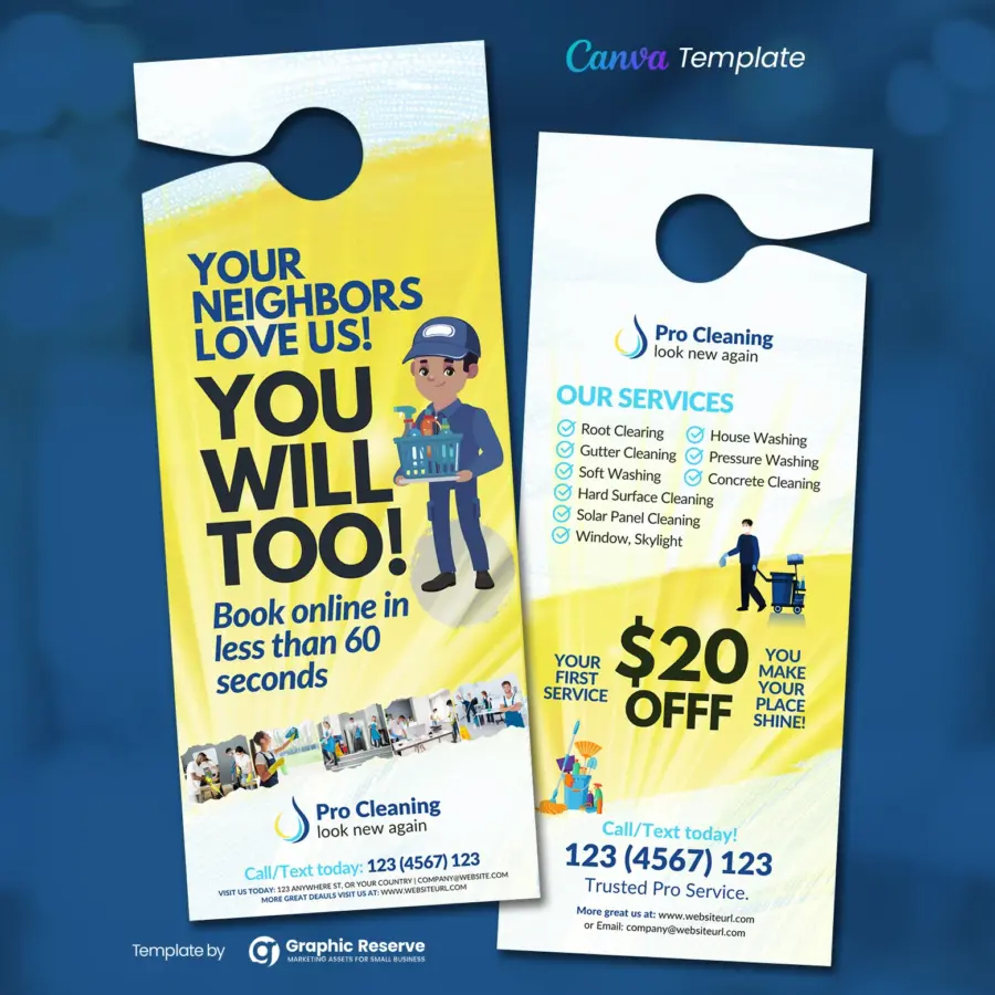 Cleaning Service Door Hanger (Canva Template)