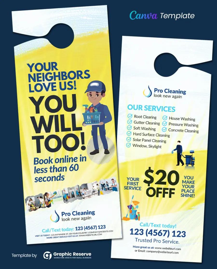 Cleaning Service Door Hanger (Canva Template)