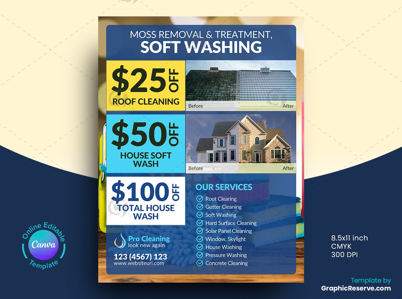  Cleaning Service Flyer Design Canva Template Graphic Reserve