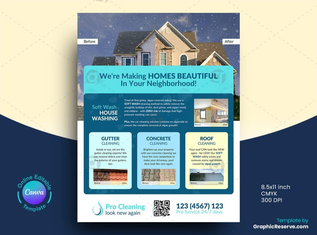 Cleaning Service Flyer Design 3v 1