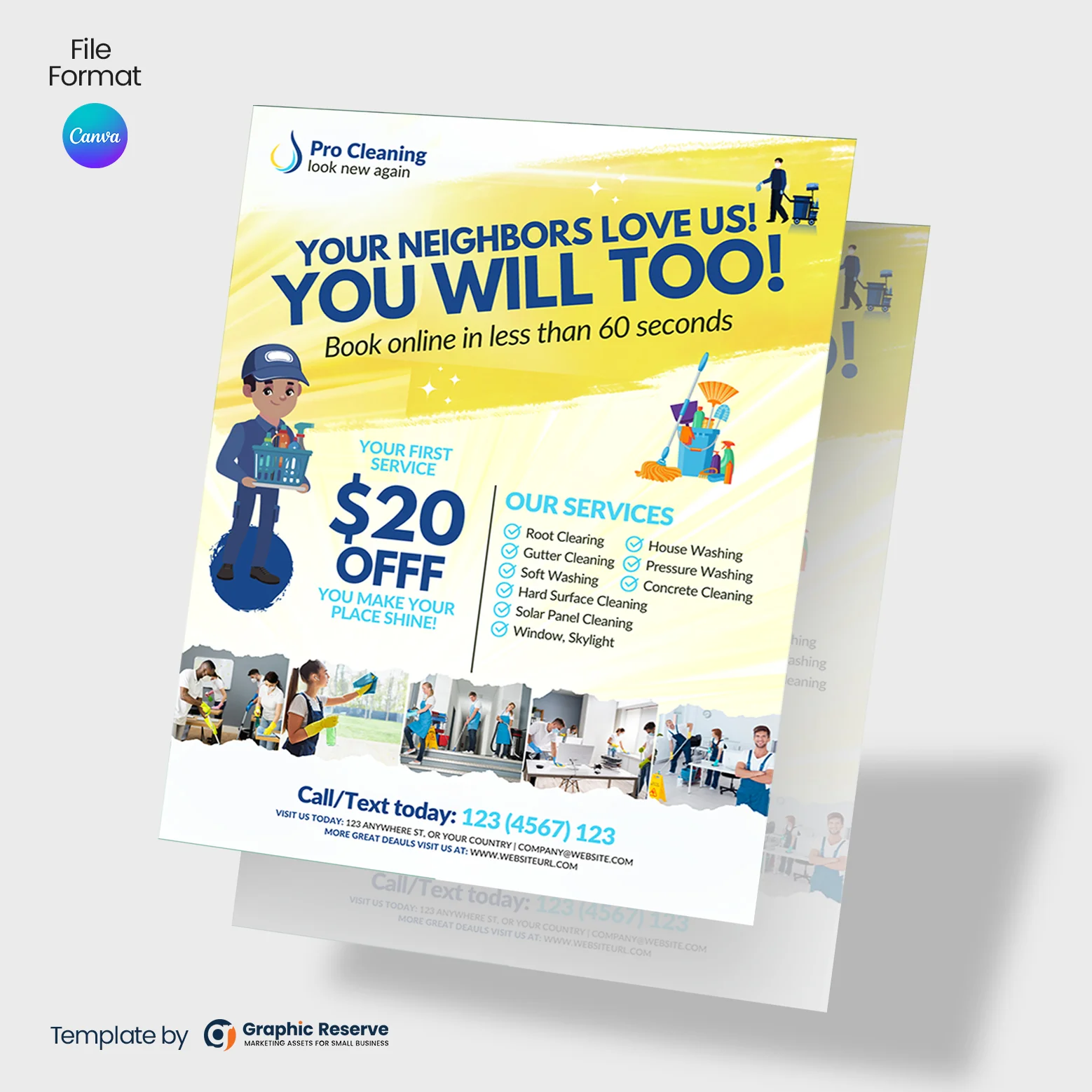 Cleaning Service Flyer Design Canva Template