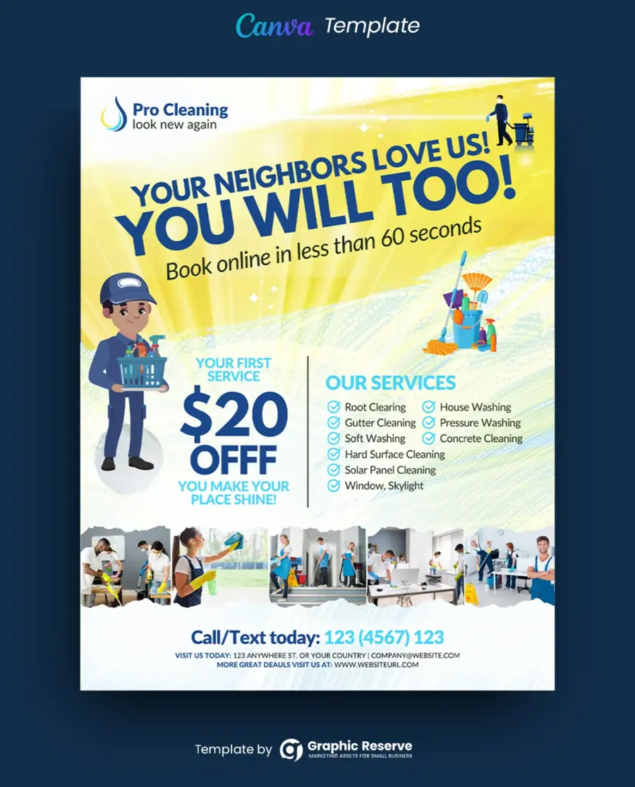 Cleaning Service Flyer Design Canva Template