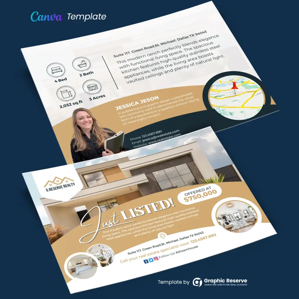 Customizable Just Sold EDDM Postcard Template for Real Estate Marketing – Canva template