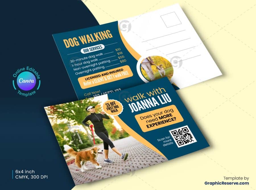 Dog Walking Postcard Front