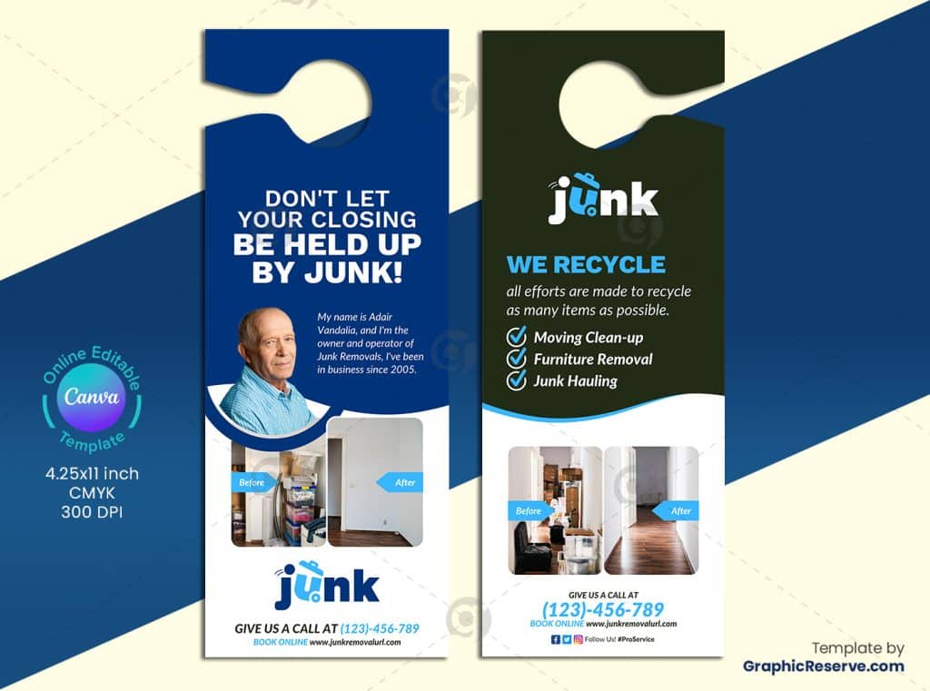 Junk Removal Door Hanger (Canva Template) - Graphic Reserve