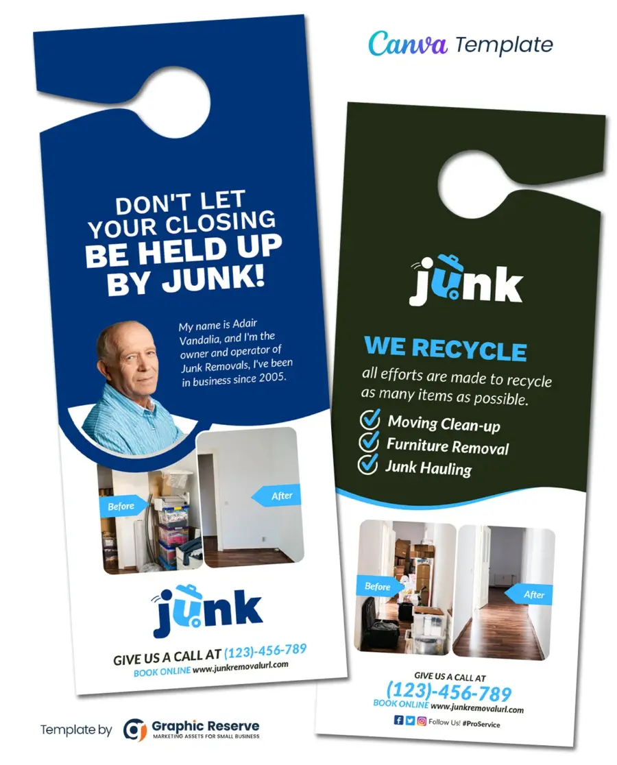 Junk Removal Door Hanger Template - Editable in Canva
