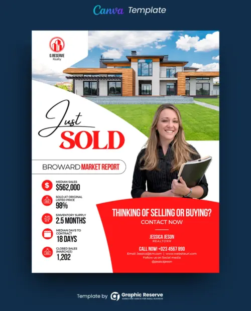 Just Sold Real Estate Flyer (Canva Template)