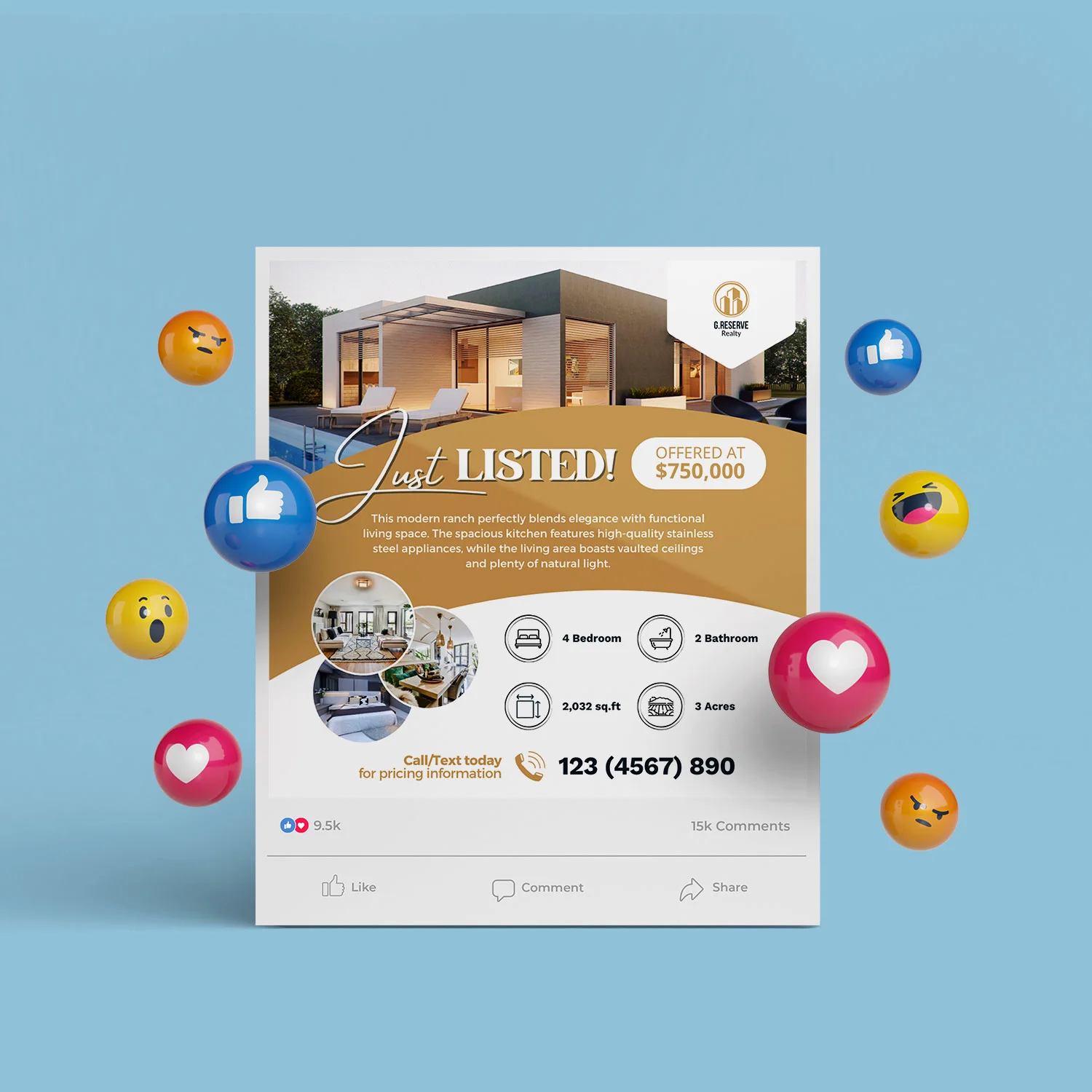 Just Listed Marketing ( ) Social Media Post Canva Template — Local Contractor Social Media Post Design