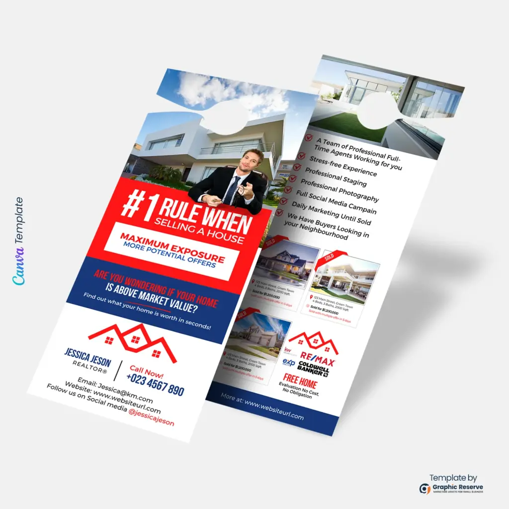 Selling a House Door Hanger Design | Custom Real Estate Canva Template for Agents