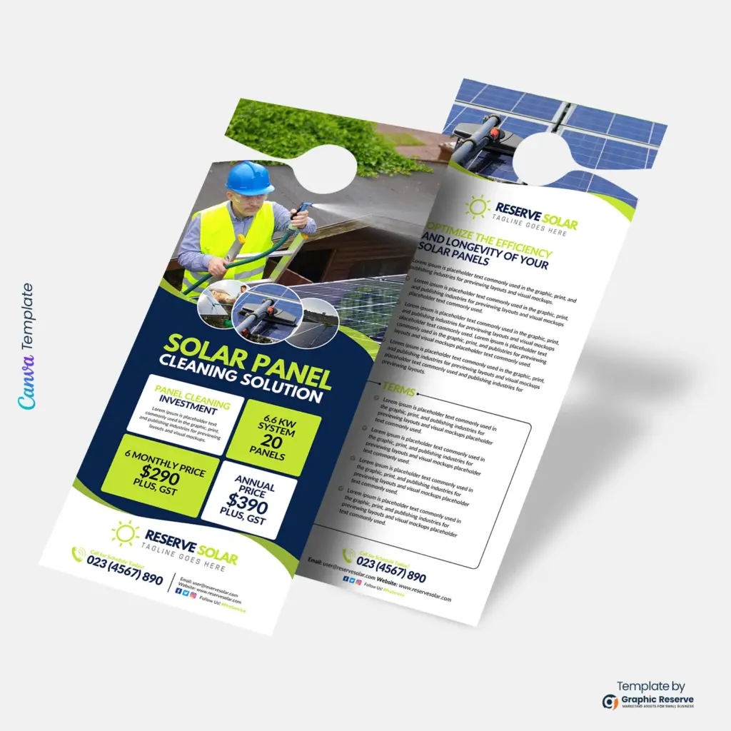 Solar Panel Cleaning Door Hanger | Editable Canva Template