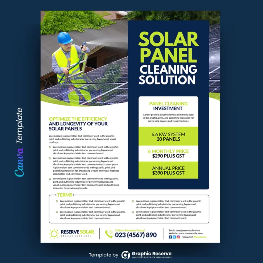 Solar Panel Cleaning Service Flyer (Canva Template)