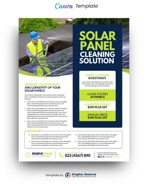 Solar Panel Cleaning Service Flyer (Canva Template)