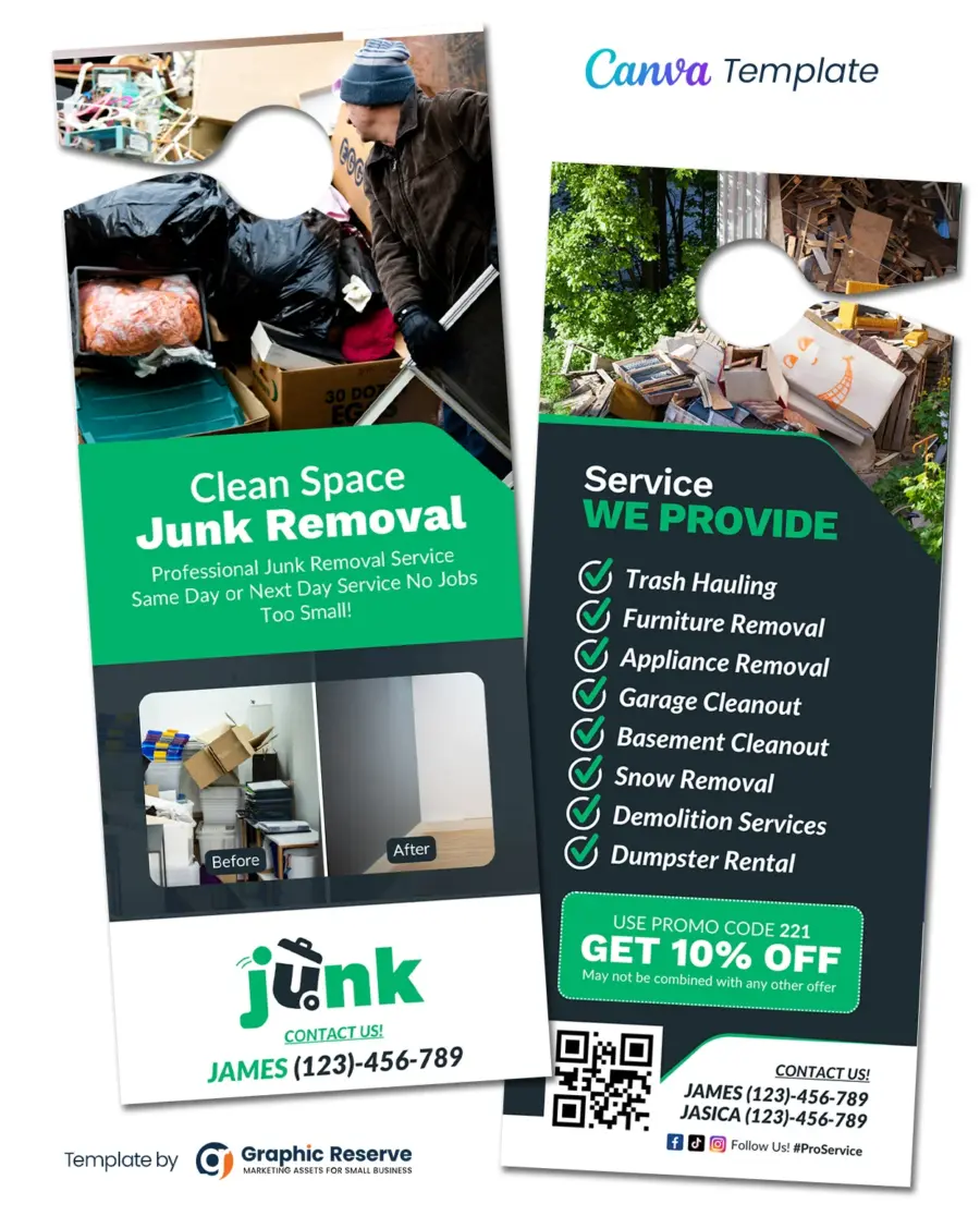 Clean Space Junk Removal Canva Door Hanger