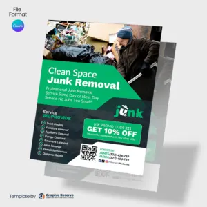Clean Space Junk Removal Canva Flyer Design Template